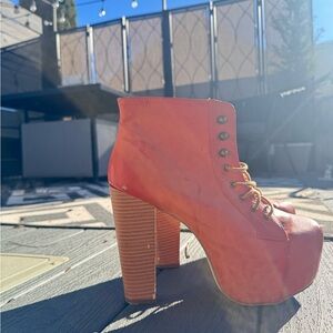 Shoe Republic LA Orange Heeled Boots